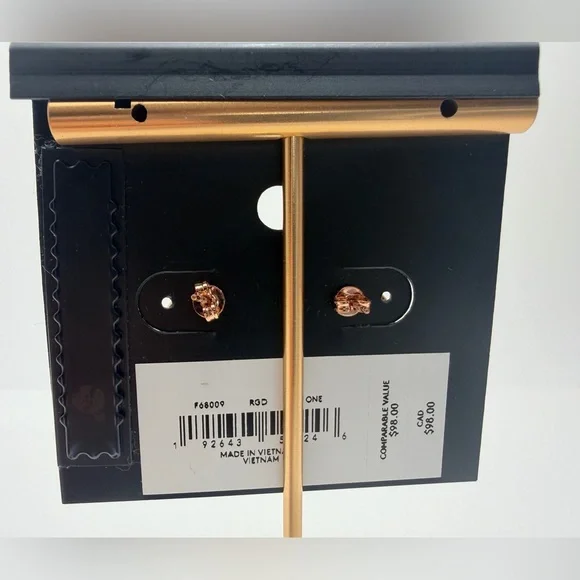 Coach Rose Gold Logo Crystal Hoop Stud Earrings - Picture 3 of 4